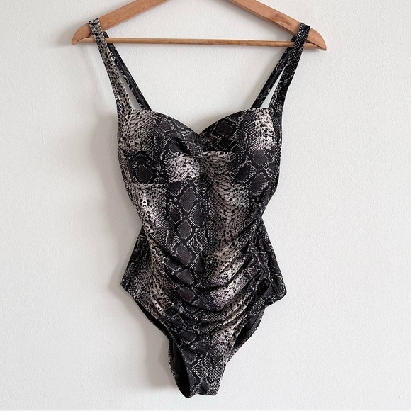 Niptuck snake animal print python tummy control swimsuit gray size 6 - Picture 3 of 8